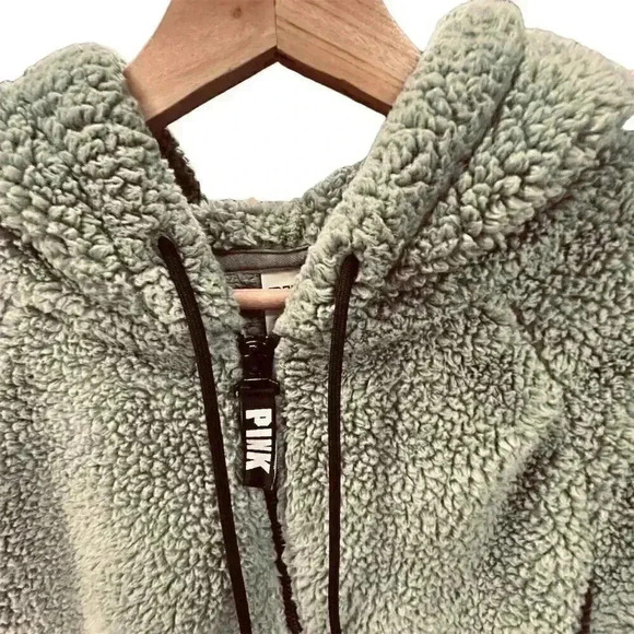 Victoria's Secret PINK Teddy Sherpa Fleece Pullover Hoodie Beige Women's… - Picture 9 of 9